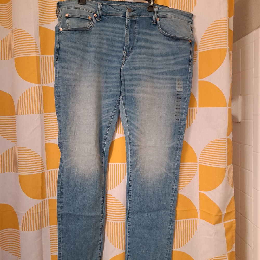 NWT!!! Mens American Eagle Light Blue Airflex+ Skinny Stretch Jeans Size 40x32